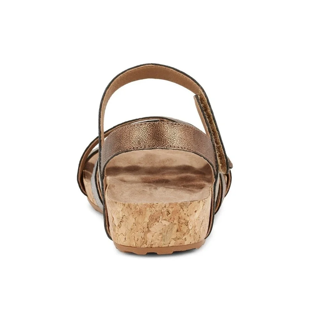 Ros Hommerson Womens Metallic Strappy Cork Wedge Sandals Gold Silver Bronze 10 M - Picture 5 of 7